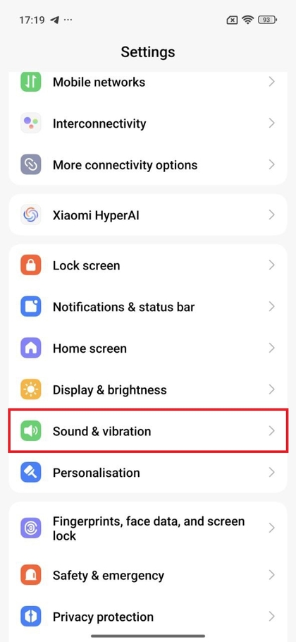 Geluid en Trilling optie op POCO F7