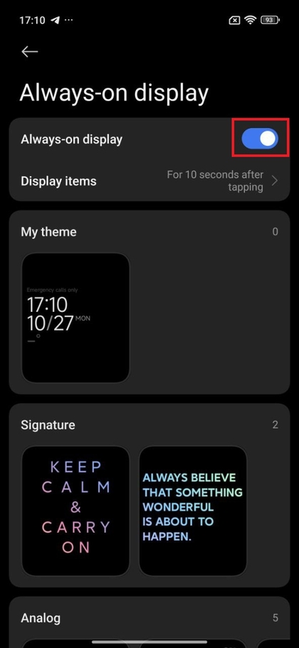 Always-On Displayn poistaminen k&auml;yt&ouml;st&auml; POCO F7 -puhelimessa