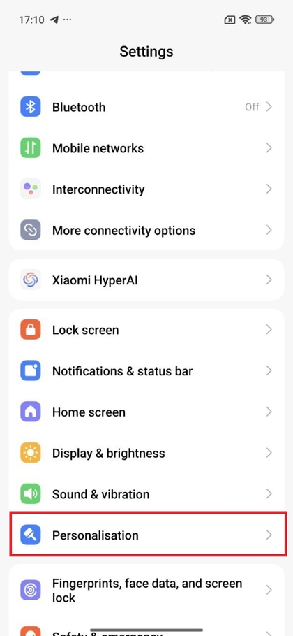 Mukauttamisasetuksiin siirtyminen