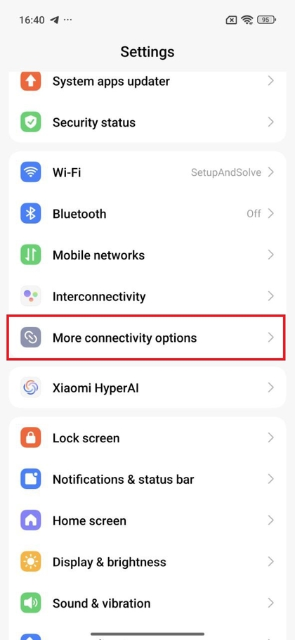 POCO F7 Bildschirm f&uuml;r weitere Verbindungsoptionen