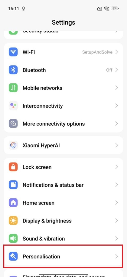 POCO F7 sozlamalarida ajratilgan shaxsiylashtirish opsiyasi