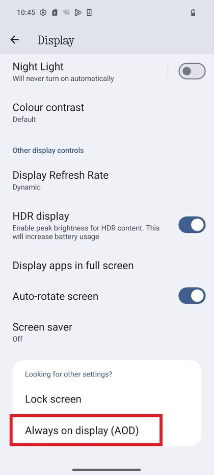 Always-On Display settings on CMF Phone 2 Pro