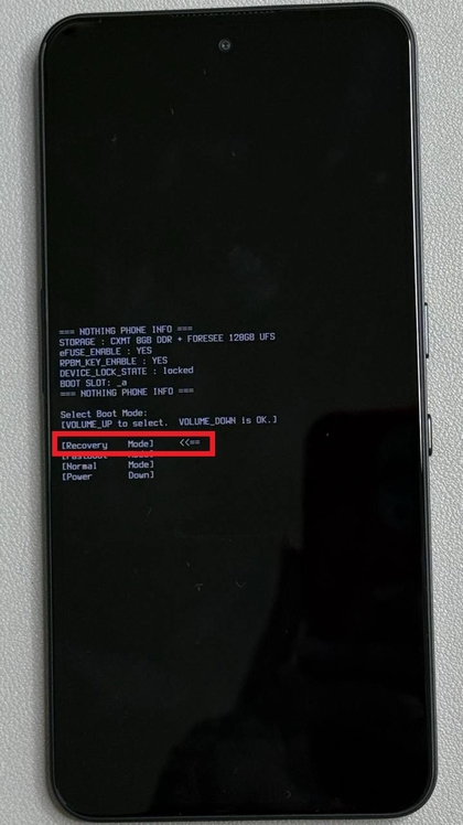 Schermata del bootloader su CMF Phone 2 Pro