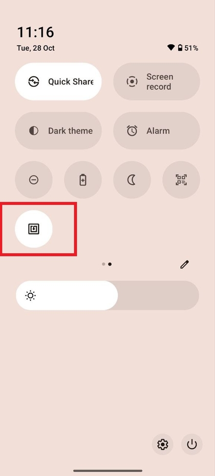 Schnelleinstellungen-Oberfl&auml;che mit NFC-Option