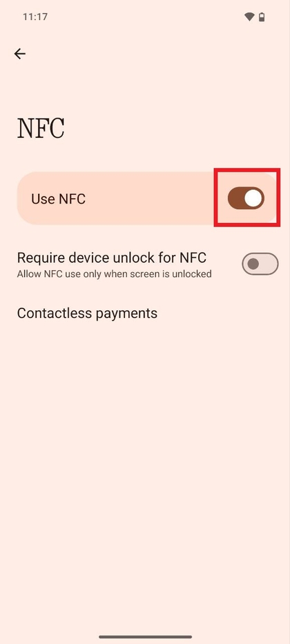Umschalter f&uuml;r NFC in den Schnelleinstellungen