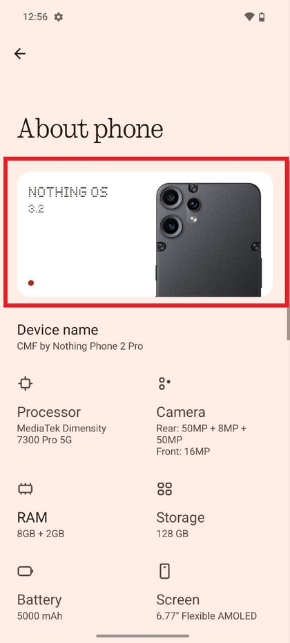 Software-Informationen auf dem CMF Phone 2 Pro finden