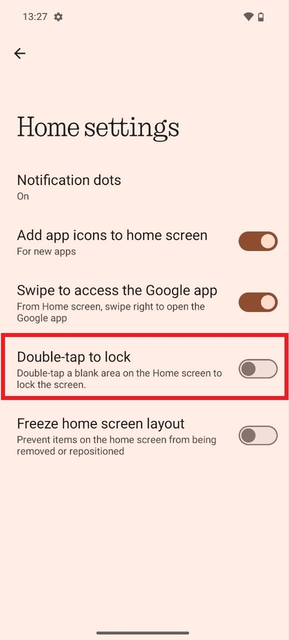 Double Tap to Lock option in settings