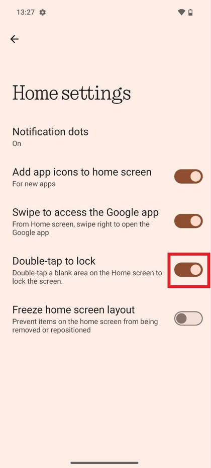 Toggle switch for Double Tap to Lock
