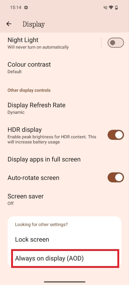 Always-On Display Einstellungen aufrufen