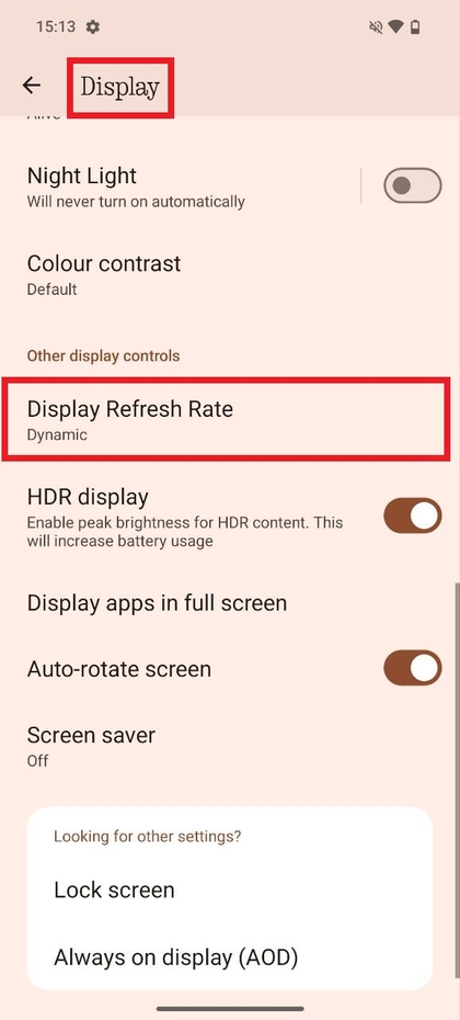Einstellungen f&uuml;r die Bildwiederholrate auf dem CMF Phone 2 Pro finden