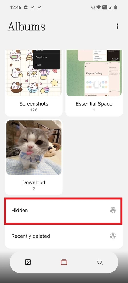 Sbloccare la sezione nascosta usando la biometria