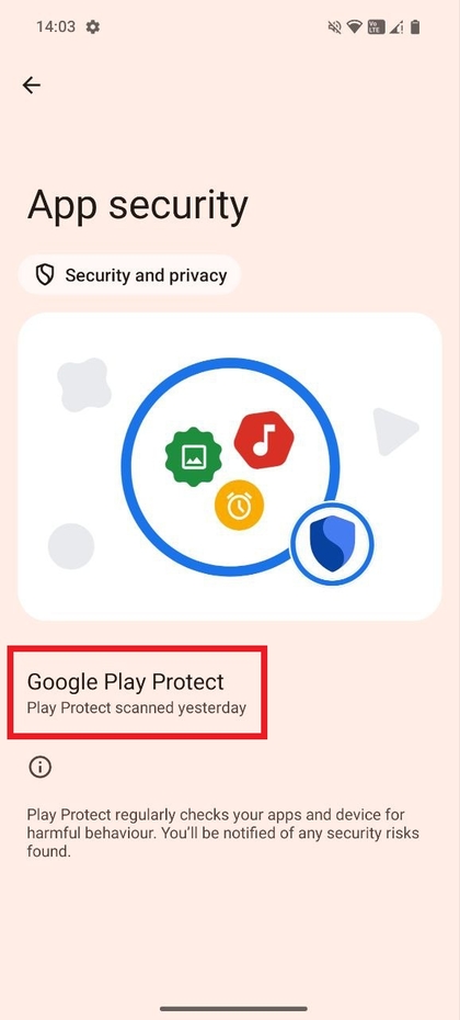 Google Play Protect screen