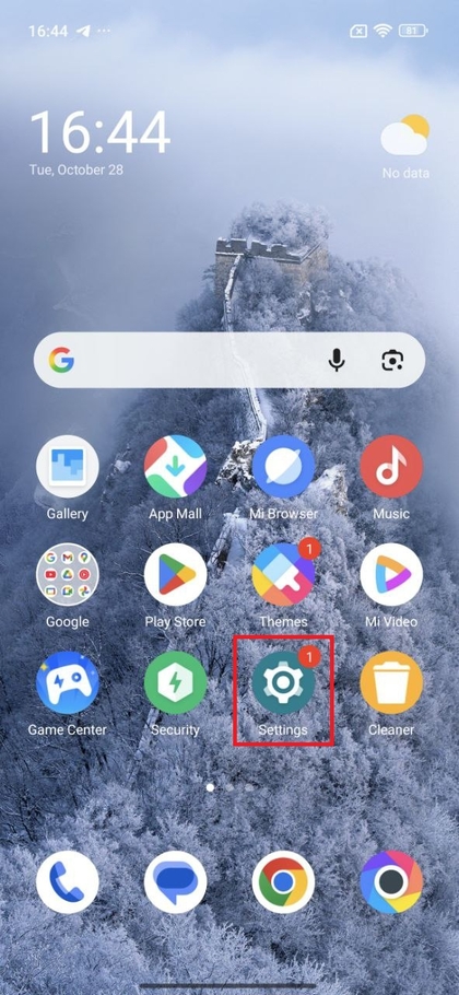 Startbildschirm mit dem Settings (Einstellungen) Symbol auf dem POCO F7