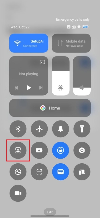 Schnelleinstellungen-Men&uuml; mit Screenshot-Option