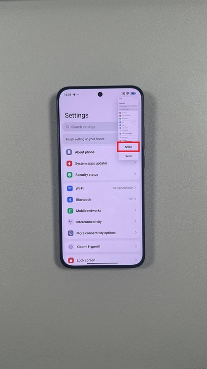 Seite scrollen, um einen langen Screenshot zu erfassen