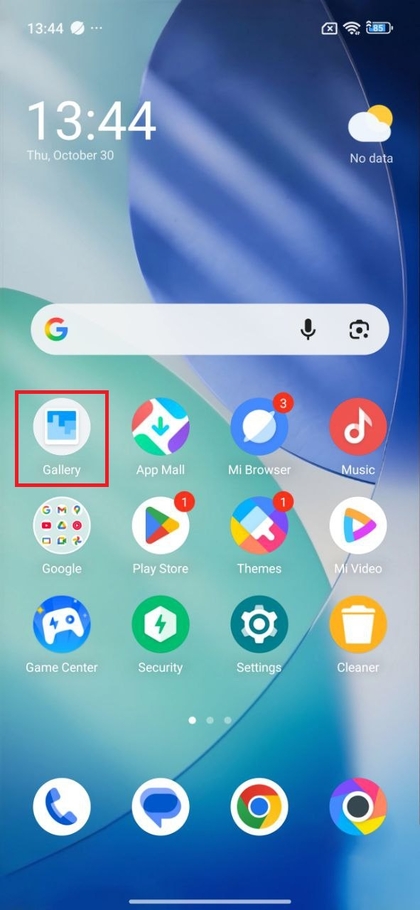 POCO F7 startsk&aelig;rm med Galleri-appikon fremh&aelig;vet