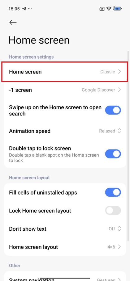 Startbildschirm-Einstellungen auf dem POCO F7