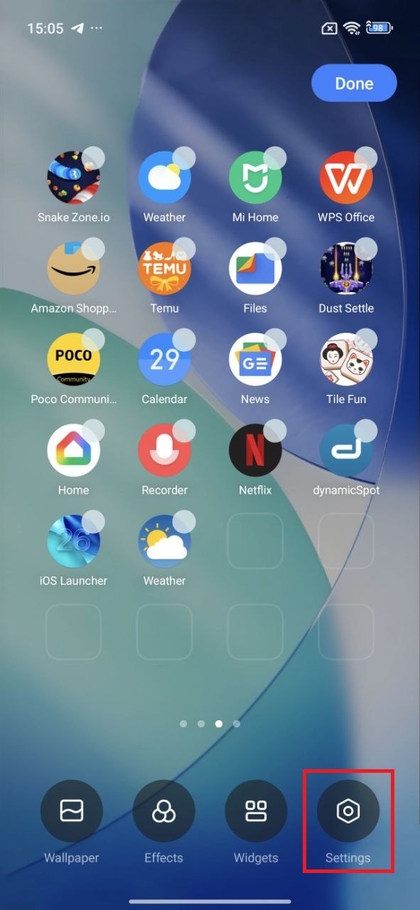 POCO F7 Einstellungen Auswahl aus dem Bearbeiten-Modus