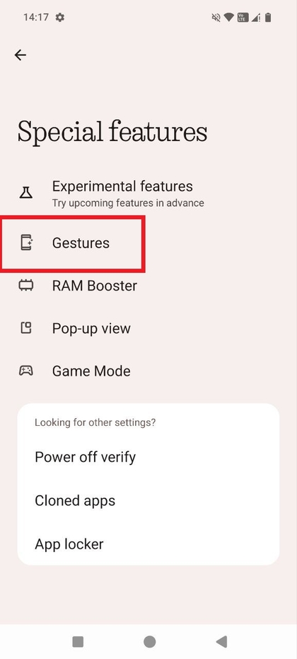 Gestures menu on CMF Phone 2 Pro