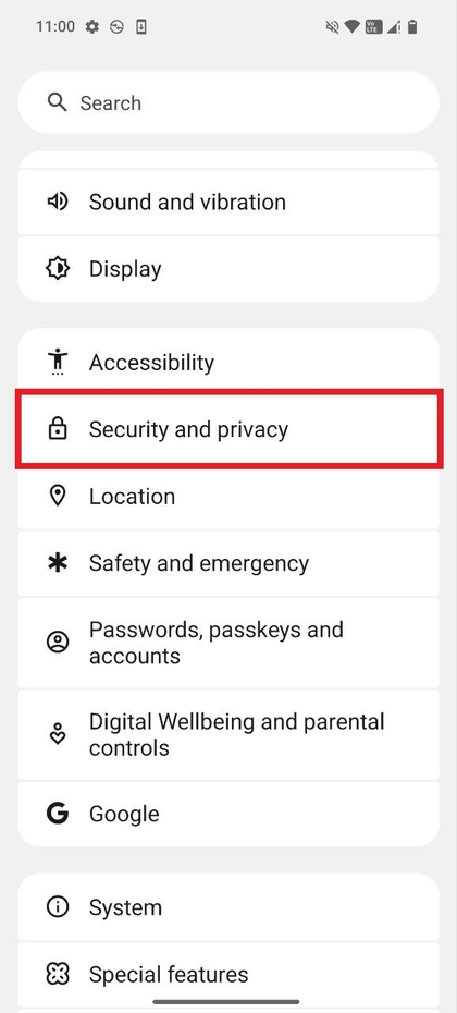Individuazione delle impostazioni di Sicurezza e Privacy