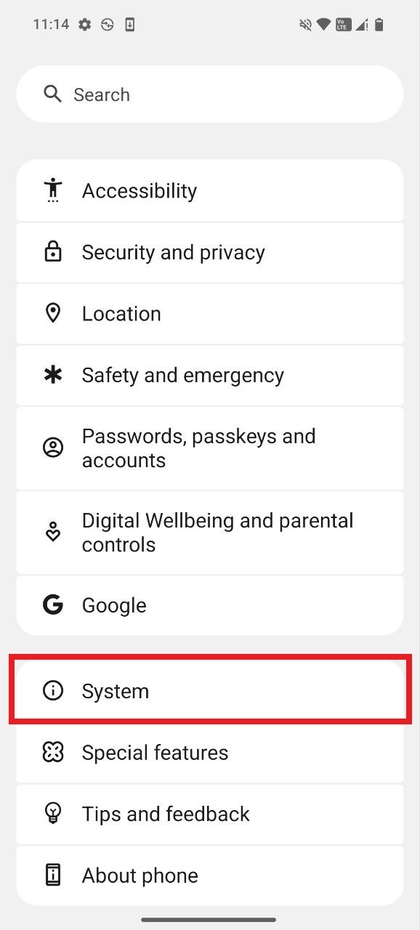 Option Systemeinstellungen im CMF Phone 2 Pro