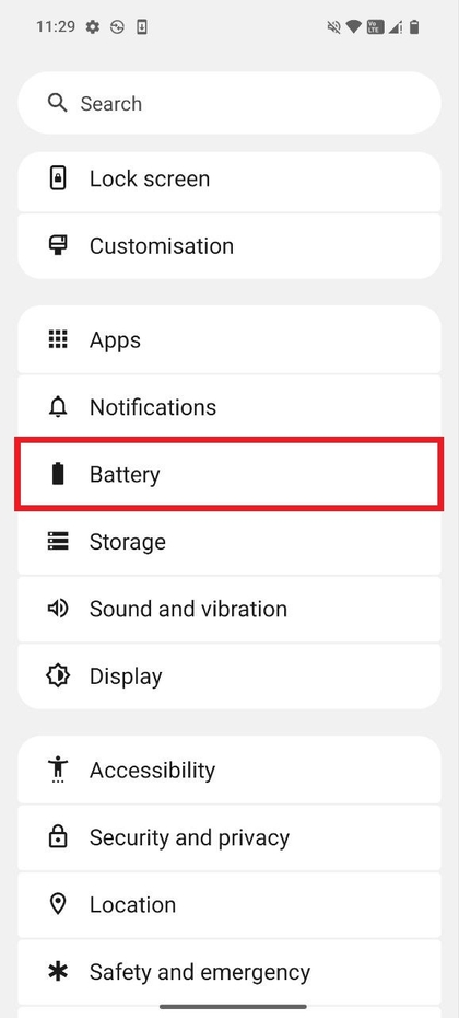 Navigazione alle impostazioni della batteria su CMF Phone 2 Pro