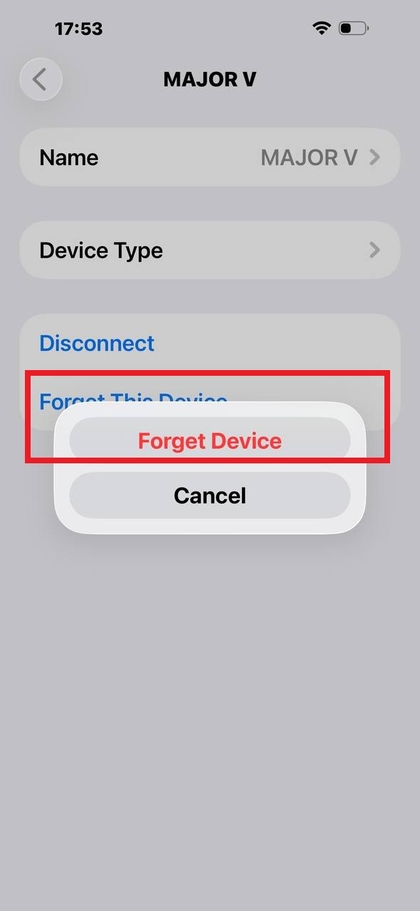 Oublier les Marshall Major V dans les param&egrave;tres Bluetooth