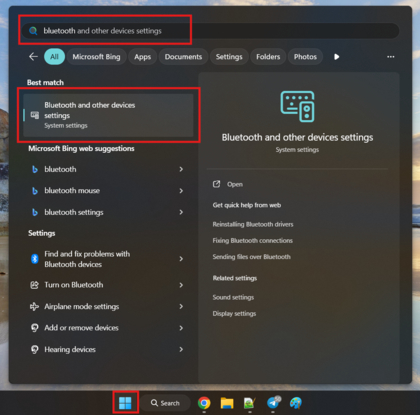 Param&egrave;tres Bluetooth dans Windows