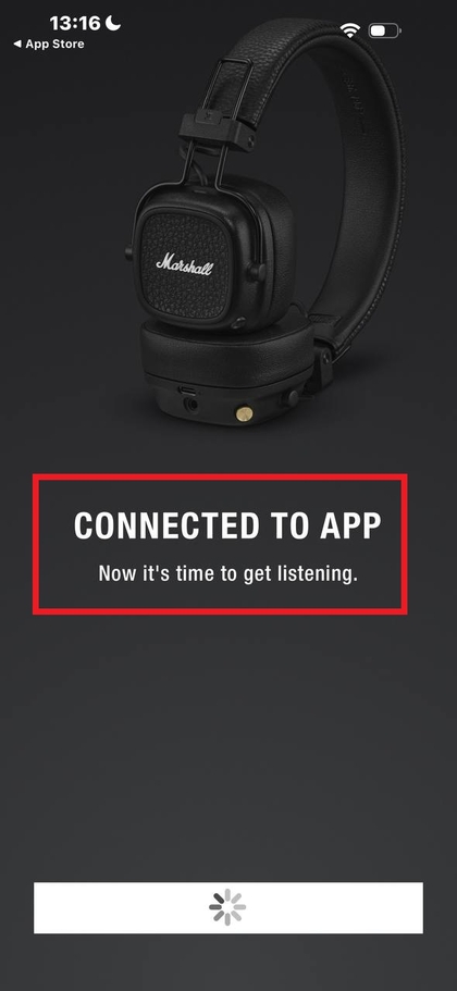 Marshall Major V headphones connected in the app