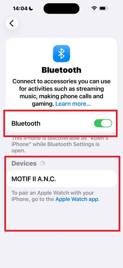 Bluetooth-apparaatlijst op iPhone