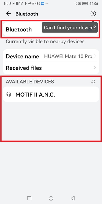 Marshall Motif II ANC verschijnt in de apparatenlijst