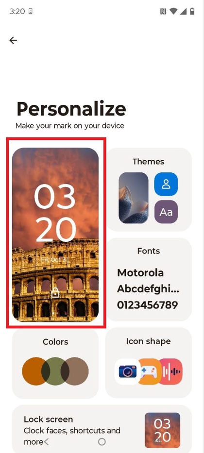 Voorbeeld van de huidige vergrendelschermachtergrond