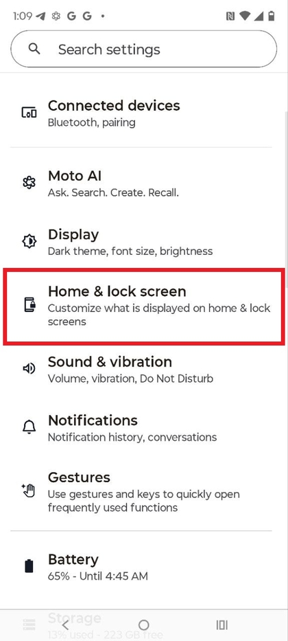 Motorola Edge 60 Fusion Instellingen voor startscherm en vergrendelscherm