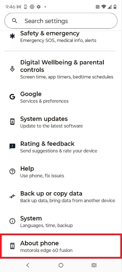 'Over de telefoon' optie in Instellingen