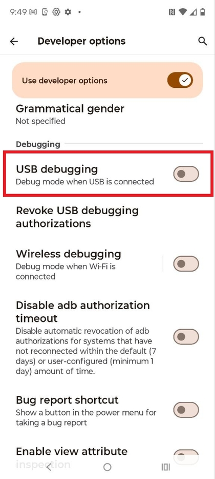 Ontwikkelaarsopties aanpassen