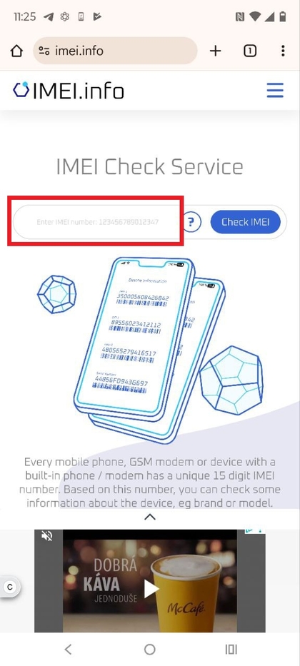 IMEI-nummer invoeren op website