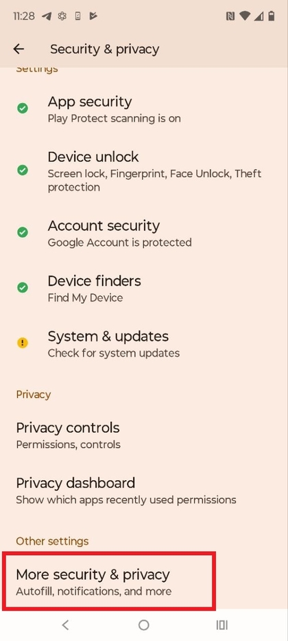 Navigeren naar beveiligings- en privacy-instellingen