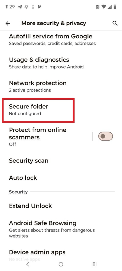 De veilige map instellen