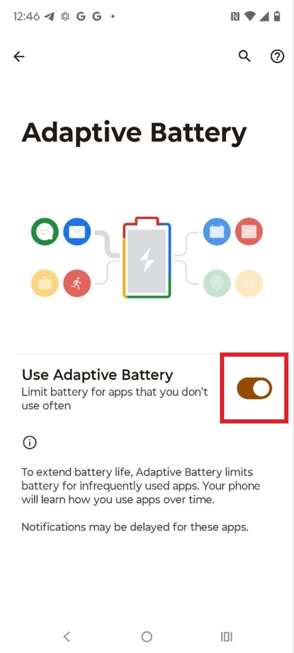 Adaptieve batterij-instellingen
