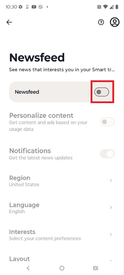 Nieuwsfeed en journaal in- en uitschakelen in smart tray