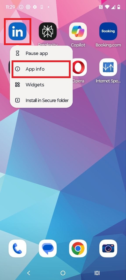 App-informatie icoon op Motorola EDGE 60 Fusion