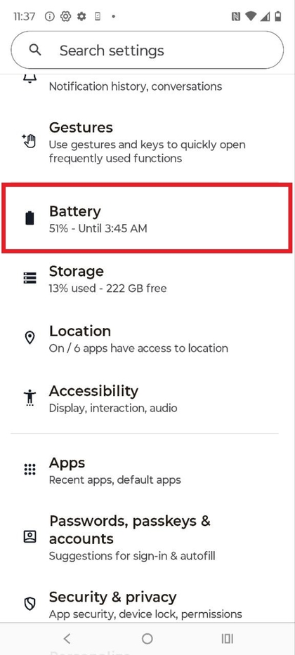 Batteriindstillinger p&aring; Motorola EDGE 60 Fusion