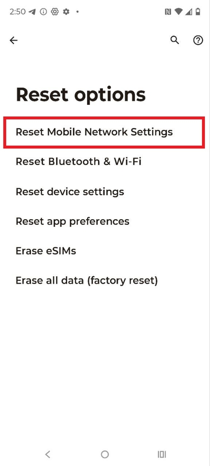 Bevestig het resetten van de netwerkinstellingen op de Motorola EDGE 60 Fusion