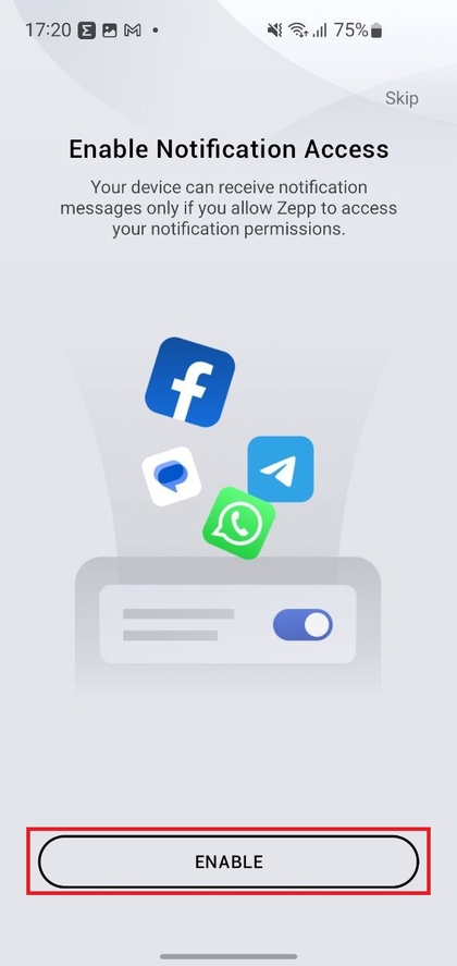 Abilitazione dell'accesso alle notifiche sull'app Zap