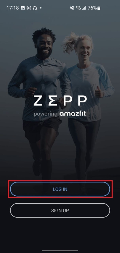 Schermata di accesso sull'app Zap