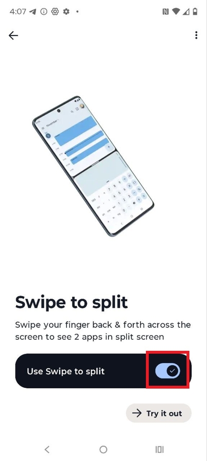 Veegbeweging demonstreren voor gesplitst scherm