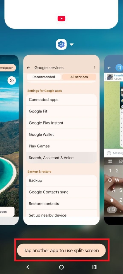 Instellingen-app openen voor gesplitst scherm