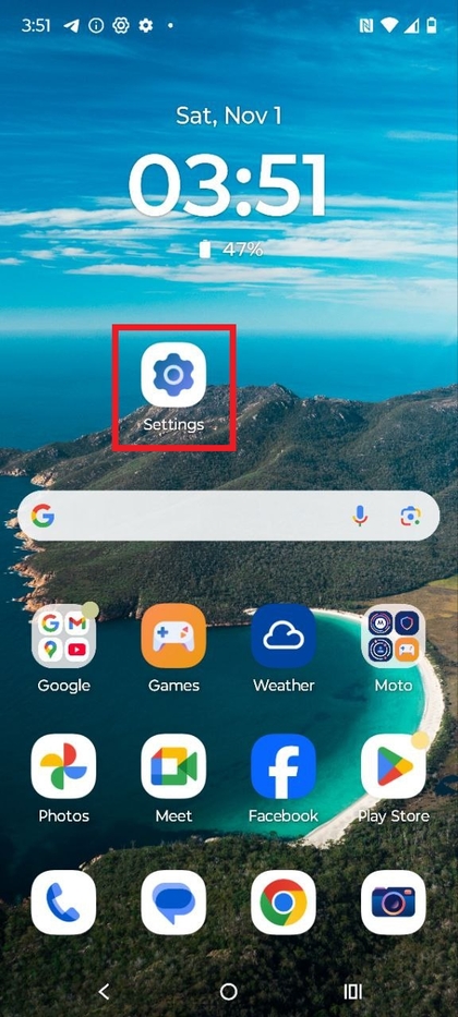 Settings app on Motorola EDGE 60 Fusion
