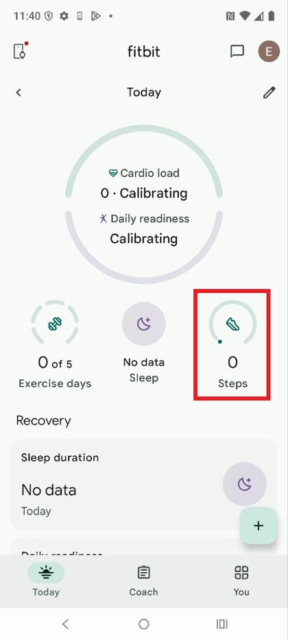 Fitbit app displaying step counter on Motorola EDGE 60 Fusion