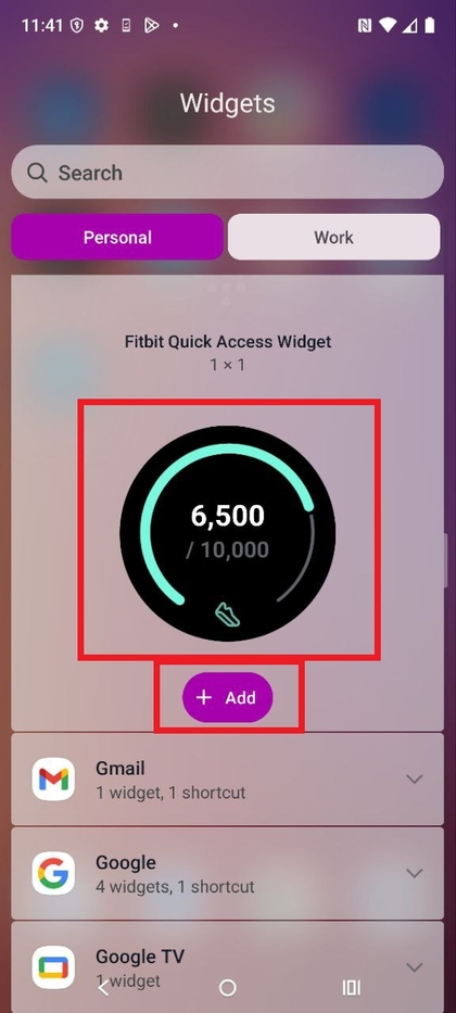 Fitbit steps widget on Motorola EDGE 60 Fusion